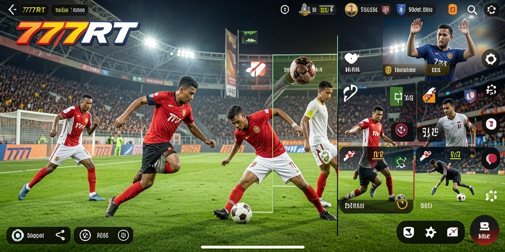 Tampilan utama gameplay <strong>777RT</strong> yang mendebarkan di arena olahraga.