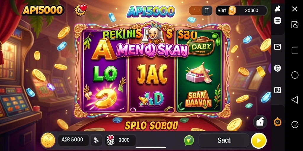 Tampilan gameplay menarik dari API5000 dengan simbol Slot yang berwarna-warni.