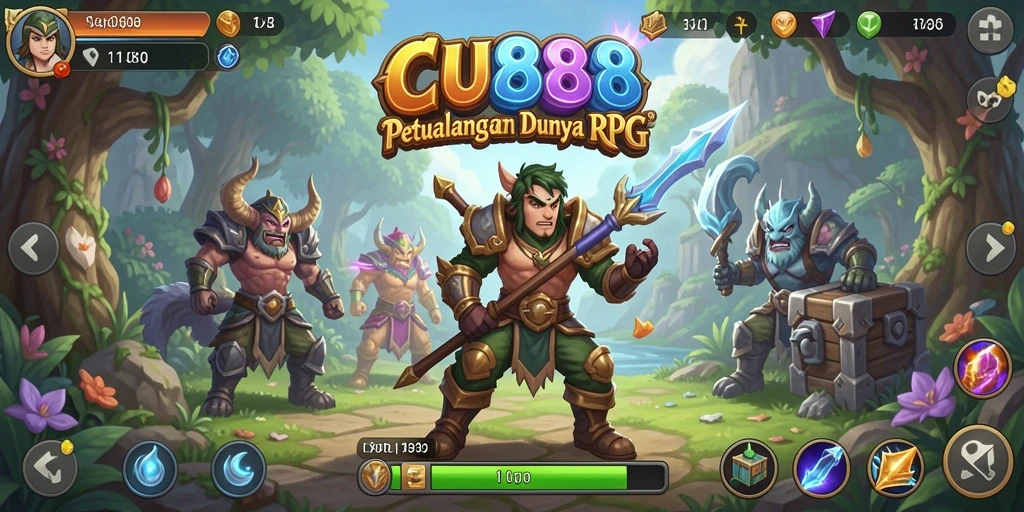 Screenshot gameplay CU888 menampilkan aksi seru dalam pertarungan RPG.