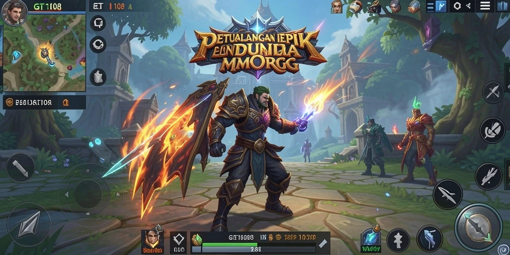 Screenshot menunjukkan pertarungan seru dalam game MMORPG GT108.