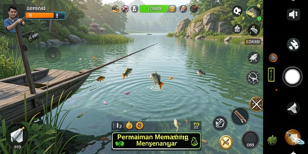 Screenshot gameplay IDR89 menampilkan aksi memancing yang seru.