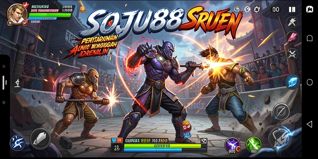 Tampilan gameplay SOJU88 yang mendebarkan saat pertarungan berlangsung.